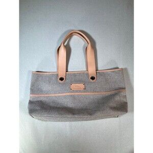 LACOSTE TOTE BAG Horizontal Canvas & Leather Zipped Vintage N22 Grey Nude